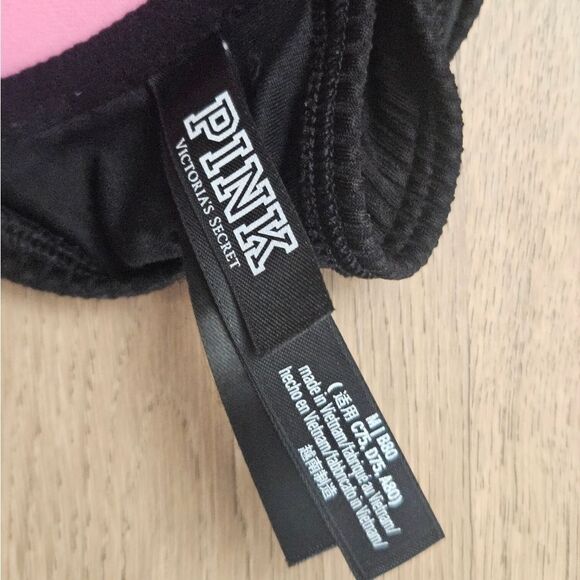 Victoria's Secret PINK Ribbed Black Push Up Bikini Swim Top - Picture 3 of 7
